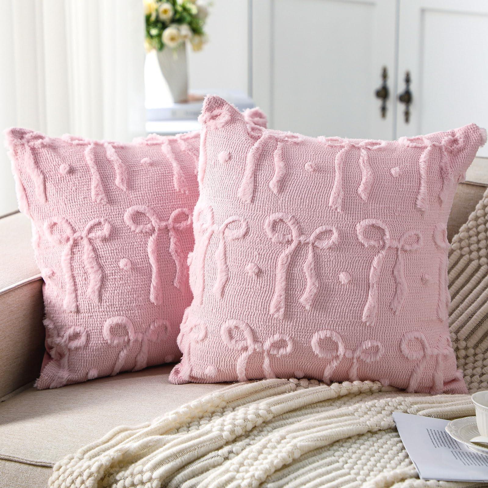 Pink Bow Throw Pillow Covers 1 - огляд і ціна Pillow Insert 18X18